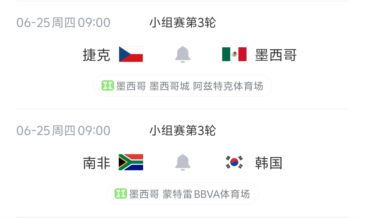 两队皆1平1负积1分！A组末轮捷克vs墨西哥，南非vs韩国